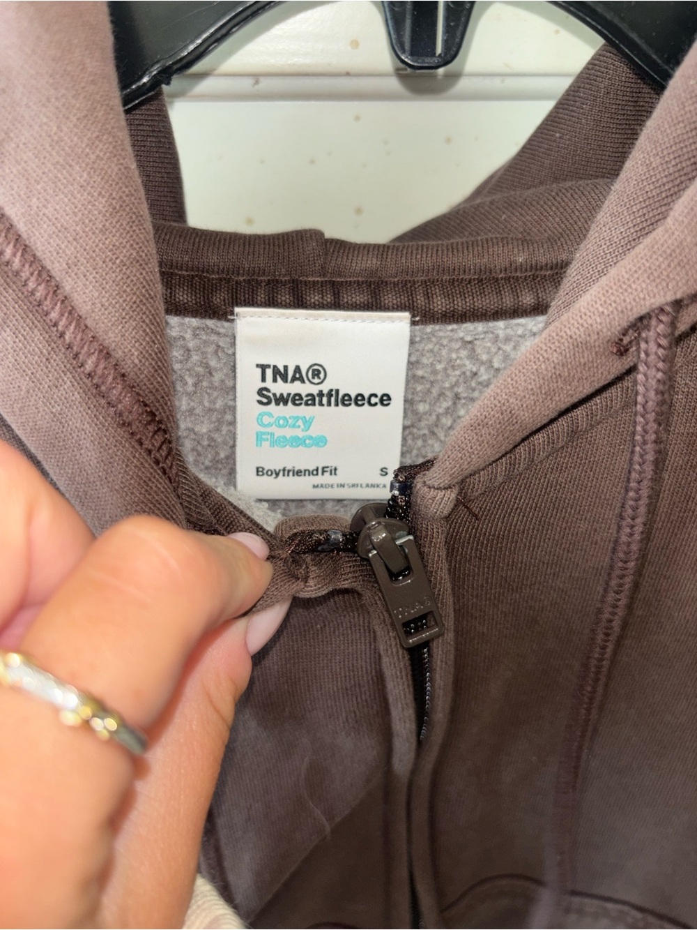 TNA Sweatfleece Zip Hoodie in Brown